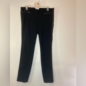 Ann Taylor~Straight Leg Pants w/Faux Leather Side Seam~Front Zip Pockets~Size 8